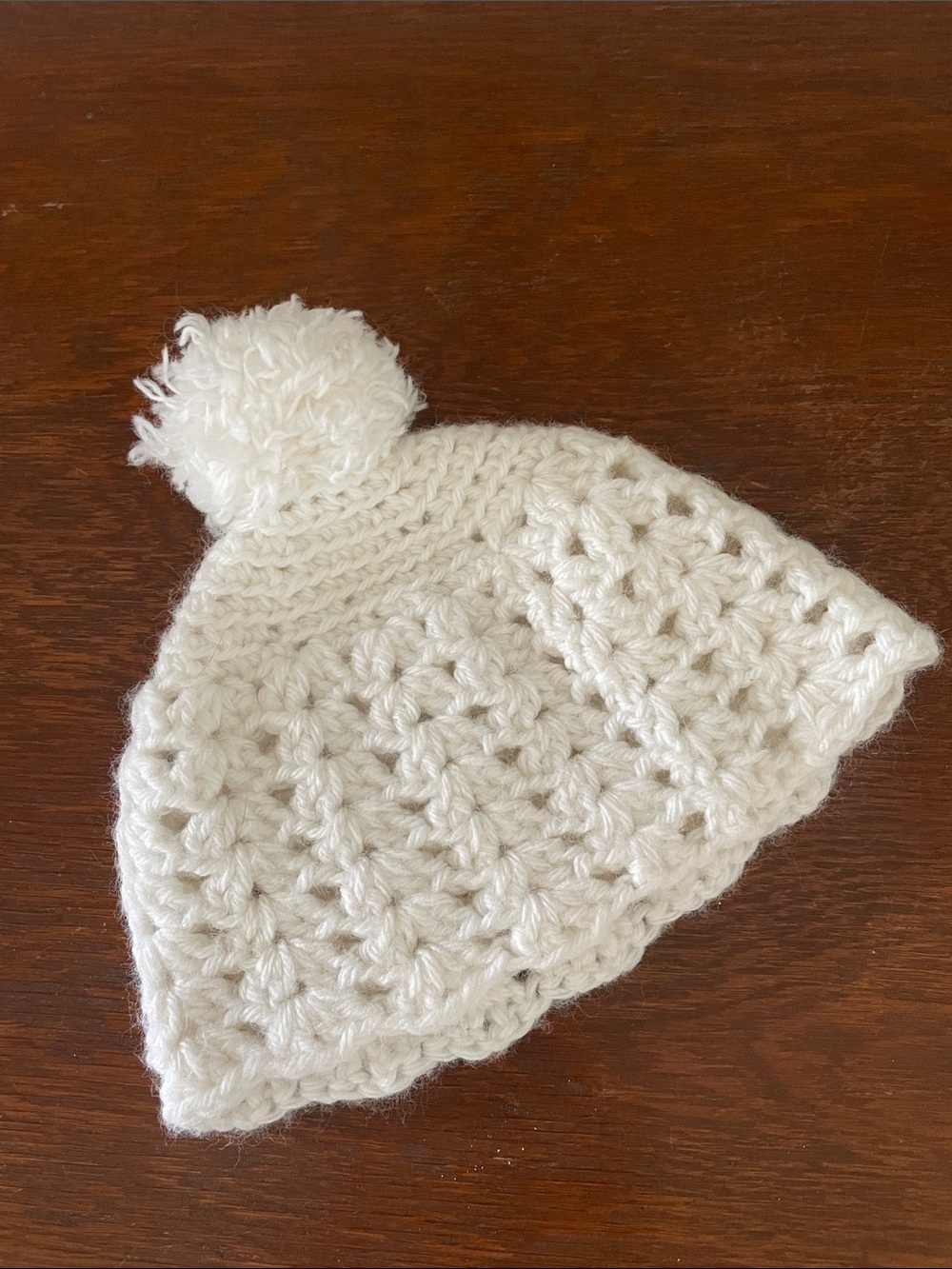 White Crochet Pom Pom Kids Hat - Cozy Knit Beanie